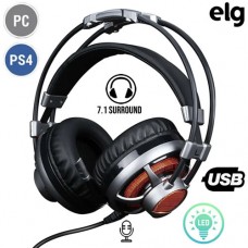 Headset Gamer USB para PC/PS4 c/ Microfone e LED 7.1 Surround Extreme HGSS71 Elg - Prata